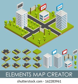 Isometric elements map creator. City