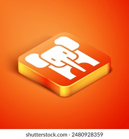 Icono de elefante isométrico aislado sobre fondo naranja.  Vector