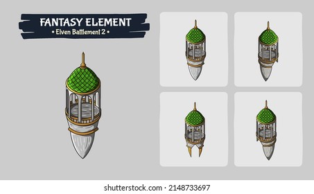 Isometric Elven Battlement  Fantasy game assets - Vector Illustration