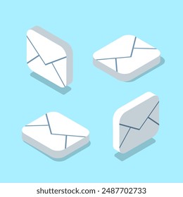 Isometric email icon set. Envelope 3d illustration. Letter vector design for web
