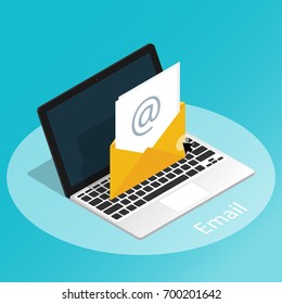 Isometric Email Laptop Simple Vector