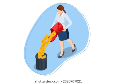 Isometric Email Notification Concept. Message Online Chat Social Text Concept. Spam. New Email, Messaging, Email marketingm Working process, New email message