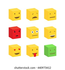 Isometric emoticon face look cute - emoji