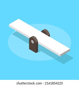 Escala isométrica de balance vacío en equilibrio. Estilo plano. Vector aislado para presentación, infografía, sitio web, aplicaciones y otros usos.
