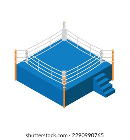 Isometric empty blue boxing ring icon 3d vector illustration