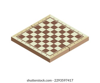 Isometric empty chessboard icon on white background 3d vector illustration