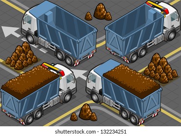 Isometric Empty Dump Truck.