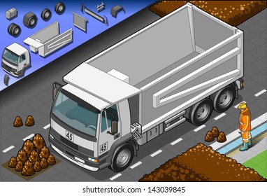 Isometric Empty Dump Truck. 