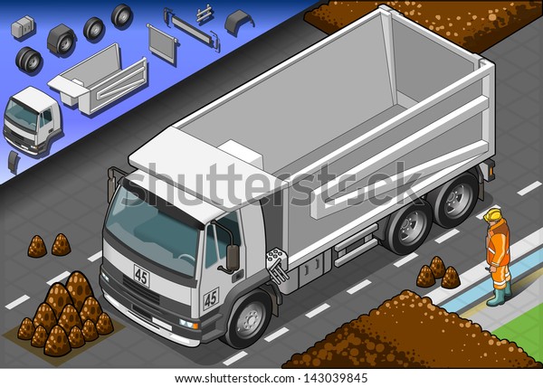 Isometric Empty Dump Truck.\
