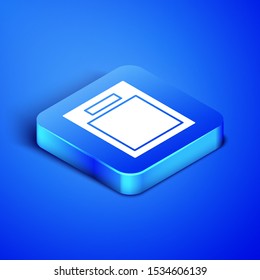 Isometric Empty form icon isolated on blue background. File icon. Checklist icon. Business concept. Blue square button. Vector Illustration