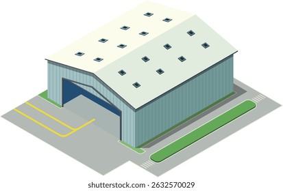 Hangar vacío isométrico para aviones