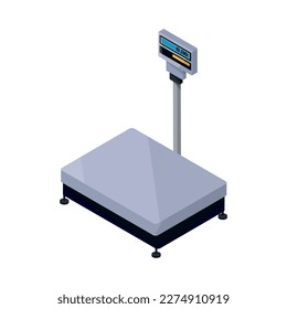 Isometric empty industrial cargo scales 3d vector illustration