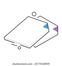 Isometric empty paper with pen, perfect for drafting tools, contract templates, and business proposal platforms.