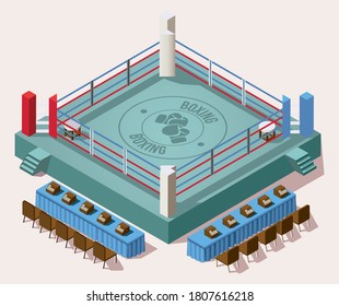 isometric empty ring boxing arena