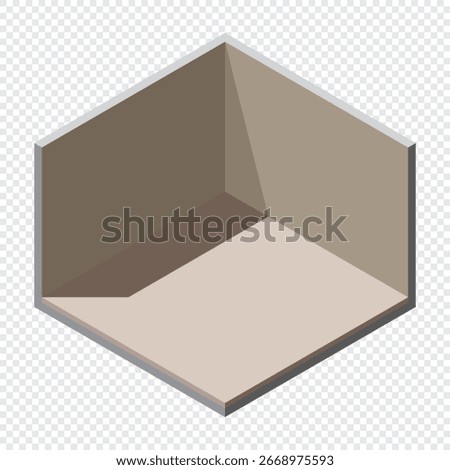 Isometric empty room. Isometric home room. Room interior without furniture. Square space. Vector illustration