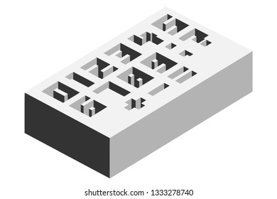 Isometric Engraved Numbers Isolated