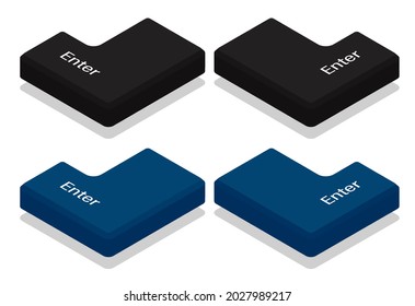 Isometric Enter key for keyboard. Isolated vector on white background