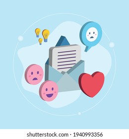 Emojis de envoltura isométrica y corazón
