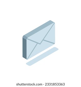 isometric envelope icon in color on white background, letter or email