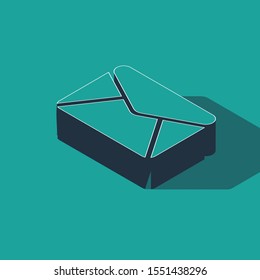 Isometric Envelope icon isolated on green background. Email message letter symbol.  Vector Illustration