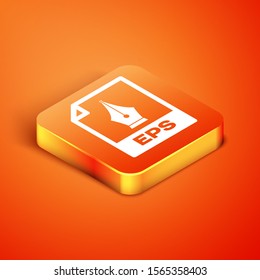 Isometric EPS file document. Download eps button icon isolated on orange background. EPS file symbol.  Vector Illustration