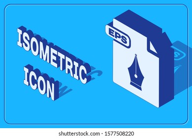 Isometric EPS file document. Download eps button icon isolated on blue background. EPS file symbol.  Vector Illustration