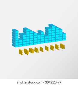 Isometric equalizer. 3d vector illustration.