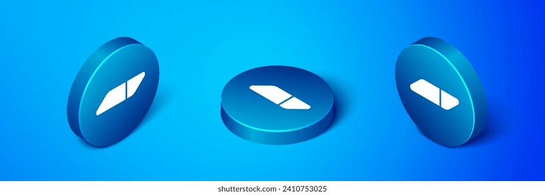 Isometric Eraser or rubber icon isolated on blue background. Blue circle button. Vector Illustration