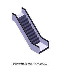 Isometric escalator 3d vector illustration isolated staircase service design