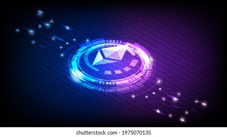 Isometric ethereum, ai analysis with circuit line