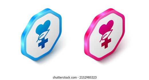 Isometric Ethnoscience icon isolated on white background. Gardening, ethnoscience and organic concept. Hexagon button. Vector