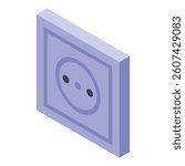 Isometric european power socket providing electricity on white background