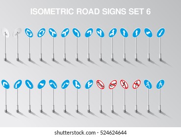 Isometric european road signs set