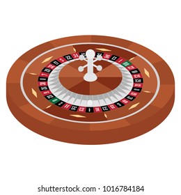 Isometric European roulette vector illustration. Roulette wheel. Gambling game. Casino roulette wheel