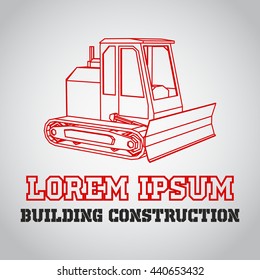 Isometric Excavator Icon. Building Construction Illustration. Business Card of Contractor.