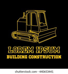 Isometric Excavator Icon. Building Construction Illustration. Business Card of Contractor.