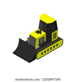 Isometric excavator on a background