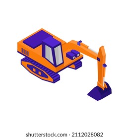 Isometric excavator on a background