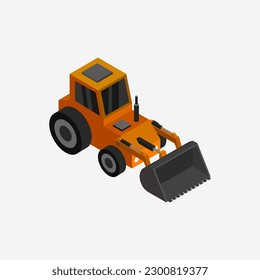 Isometrischer Bagger auf Hintergrund