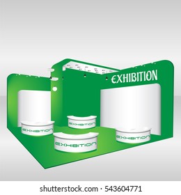 Isometric exhibition stand. Trade show booth concept. Flat 3d vector Promotion Stand illustration.