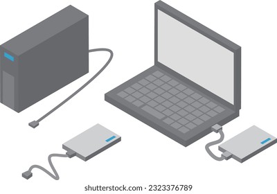 Isometric external HDD illustration set