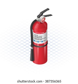 Isometric Extinguisher a Safety Equipment Vector Illustration