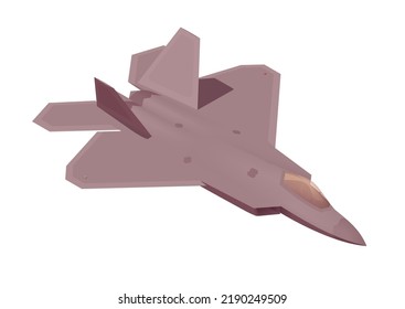 Isometric F-22 raptor. Isolated low poly fighter jet on white backgroung. Vector illustrator