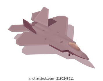 Isometric F-22 raptor. Isolated low poly fighter jet on white backgroung. Vector illustrator