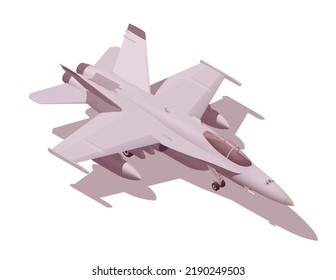 Isometric FA-16 Hornet. Isolated Low Poly Fighter Jet On White Backgroung. Vector Illustrator