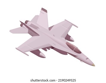 Isometric FA-16 hornet. Isolated low poly fighter jet on white backgroung. Vector illustrator