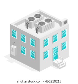 isometric facade of building. Flat 3D illustration