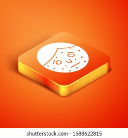 Isometric Face with psoriasis or eczema icon isolated on orange background. Concept of human skin response to allergen or chronic body problem. Vector Illustration Isometric Face with psoriasis or eczema icon isolated on orange background. Concept of human skin response to allergen or chronic body problem. Vector Illustration