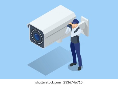 Isometric Face Recognition and Personal Identification Technologies in Street Surveillance Cameras. Face Recognized Accurately With Intellectual Learning System. Camera with face recognition.