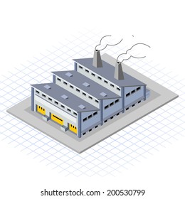 Isometric Factory Building Vector Illustration